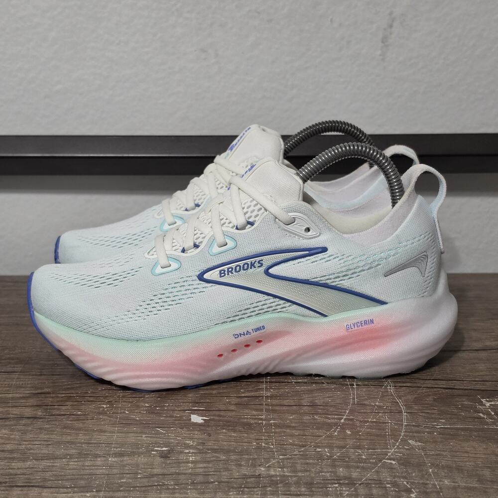 Brooks Glycerin 22 Women's Athletic Running Shoes Size 7 White/Limpet Shall/Blue